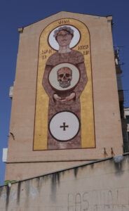 Palermo, quartiere dell'Albergheria. Mural "Viva Santa Rosalia" di Igor Scalisi Palminteri